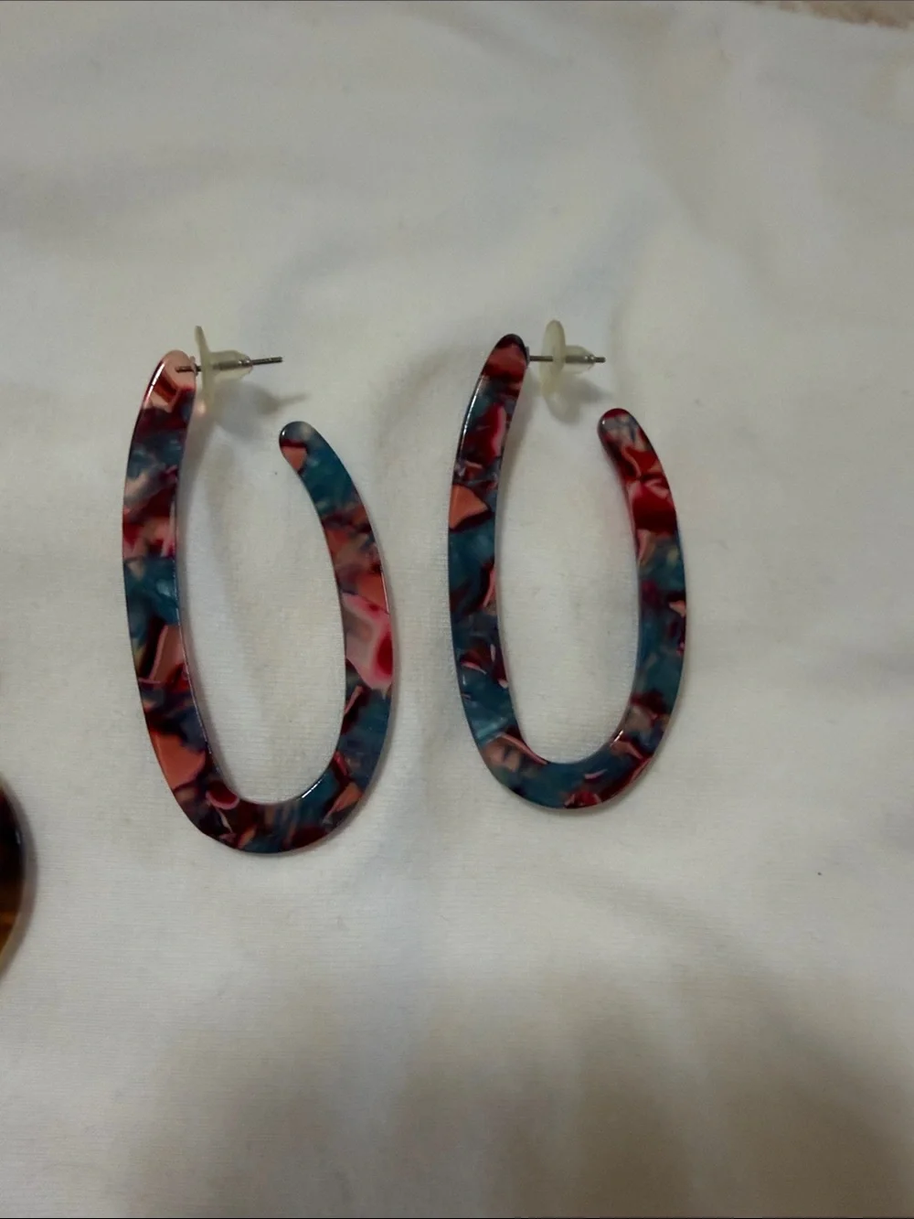 Assorted Resin Hoop & Drop Earrings - Tortoise, Multicolor & Emerald
